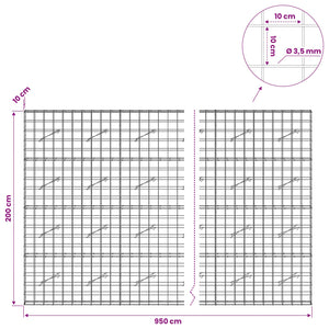Γκαμπιόν με σύρμα 3,5 mm και πλέγμα 10x10 cm 950x10x200 εκ - Pakobazaar