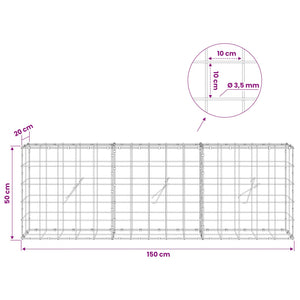 Γκαμπιόν με σύρμα 3,5 mm και πλέγμα 10x10 cm 150x20x50 εκ - Pakobazaar
