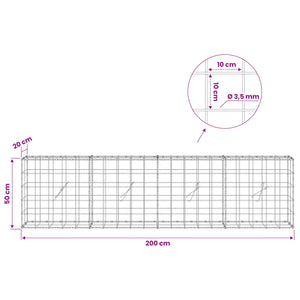 Γκαμπιόν με σύρμα 3,5 mm και πλέγμα 10x10 cm 200x20x50 εκ