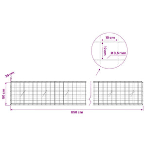 Γκαμπιόν με σύρμα 3,5 mm και πλέγμα 10x10 cm 850x20x50 εκ