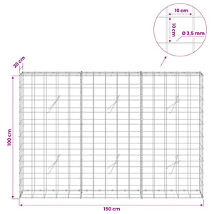 Γκαμπιόν με σύρμα 3,5 mm και πλέγμα 10x10 cm 150x20x100 εκ