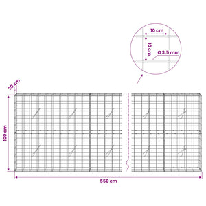Γκαμπιόν με σύρμα 3,5 mm και πλέγμα 10x10 cm 550x20x100 εκ.