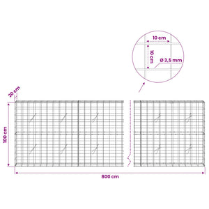 Γκαμπιόν με σύρμα 3,5 mm και πλέγμα 10x10 cm 800x20x100 εκ - Pakobazaar
