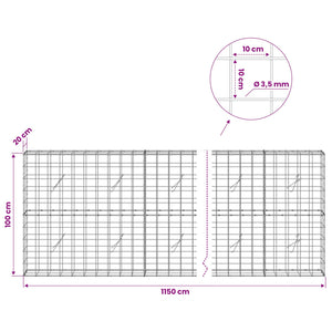 Γκαμπιόν με σύρμα 3,5 mm και πλέγμα 10x10 cm 1150x20x100 εκ - Pakobazaar