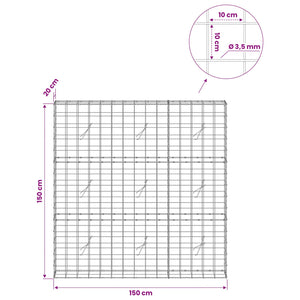 Γκαμπιόν με σύρμα 3,5 mm και πλέγμα 10x10 cm 150x20x150 εκ - Pakobazaar
