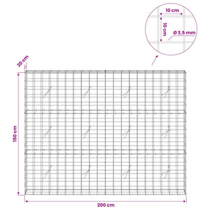 Γκαμπιόν με σύρμα 3,5 mm και πλέγμα 10x10 cm 200x20x150 εκ