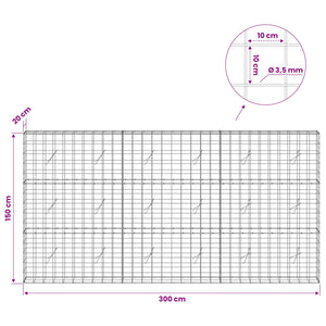 Γκαμπιόν με σύρμα 3,5 mm και πλέγμα 10x10 cm 300x20x150 εκ