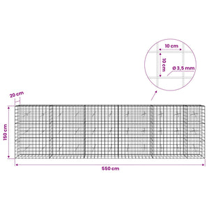 Γκαμπιόν με σύρμα 3,5 mm και πλέγμα 10x10 cm 550x20x150 εκ - Pakobazaar