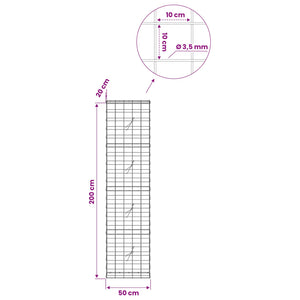 Γκαμπιόν με σύρμα 3,5 mm και πλέγμα 10x10 cm 50x20x200 εκ - Pakobazaar