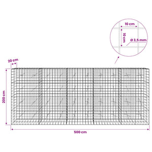 Γκαμπιόν με σύρμα 3,5 mm και πλέγμα 10x10 cm 500x20x200 εκ