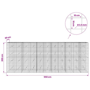 Γκαμπιόν με σύρμα 3,5 mm και πλέγμα 10x10 cm 550x20x200 εκ - Pakobazaar