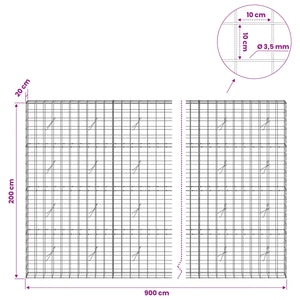 Γκαμπιόν με σύρμα 3,5 mm και πλέγμα 10x10 cm 900x20x200 εκ