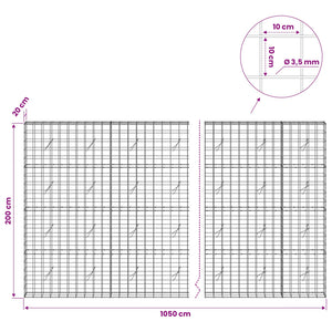 Γκαμπιόν με σύρμα 3,5 mm και πλέγμα 10x10 cm 1050x20x200 εκ - Pakobazaar