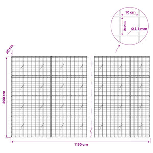 Γκαμπιόν με σύρμα 3,5 mm και πλέγμα 10x10 cm 1150x20x200 εκ - Pakobazaar