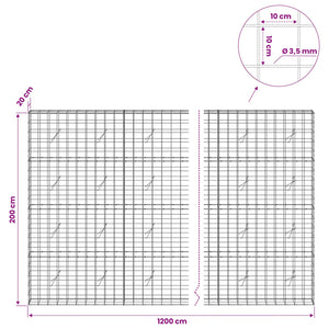 Γκαμπιόν με σύρμα 3,5 mm και πλέγμα 10x10 cm 1200x20x200 εκ - Pakobazaar