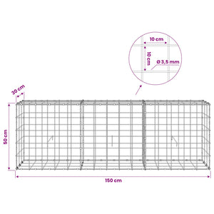 Γκαμπιόν με σύρμα 3,5 mm και πλέγμα 10x10 cm 150x30x50 εκ - Pakobazaar
