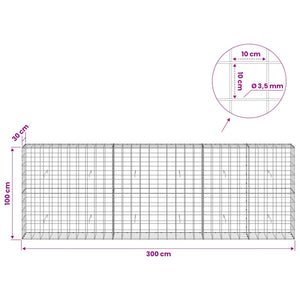 Γκαμπιόν με σύρμα 3,5 mm και πλέγμα 10x10 cm 300x30x100 εκ - Pakobazaar