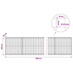 Γκαμπιόν με σύρμα 3,5 mm και πλέγμα 10x10 cm 500x30x100 εκ