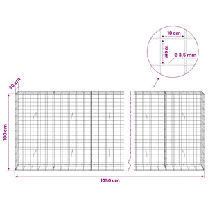Γκαμπιόν με σύρμα 3,5 mm και πλέγμα 10x10 cm 1050x30x100 εκ - Pakobazaar