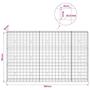 Γκαμπιόν με σύρμα 3,5 mm και πλέγμα 10x10 cm 250x30x150 εκ