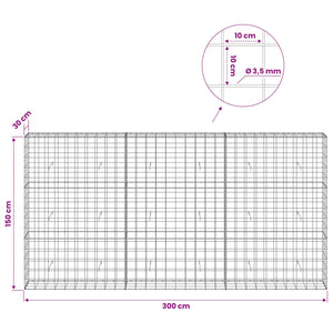 Γκαμπιόν με σύρμα 3,5 mm και πλέγμα 10x10 cm 300x30x150 εκ - Pakobazaar