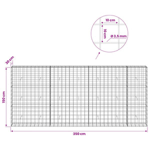 Γκαμπιόν με σύρμα 3,5 mm και πλέγμα 10x10 cm 350x30x150 εκ.
