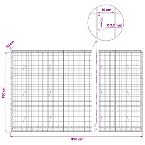 Γκαμπιόν με σύρμα 3,5 mm και πλέγμα 10x10 cm 1150x30x150 εκ - Pakobazaar