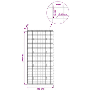 Γκαμπιόν με σύρμα 3,5 mm και πλέγμα 10x10 cm 100x30x200 εκ. - Pakobazaar