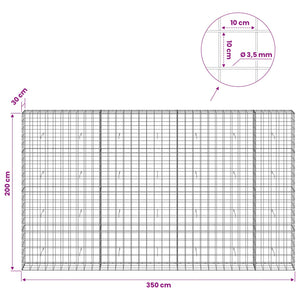 Γκαμπιόν με σύρμα 3,5 mm και πλέγμα 10x10 cm 350x30x200 εκ