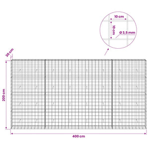 Γκαμπιόν με σύρμα 3,5 mm και πλέγμα 10x10 cm 400x30x200 εκ - Pakobazaar