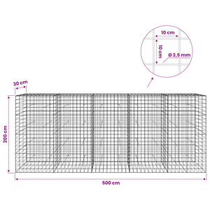 Γκαμπιόν με σύρμα 3,5 mm και πλέγμα 10x10 cm 500x30x200 εκ