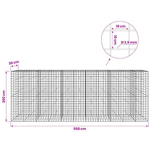 Γκαμπιόν με σύρμα 3,5 mm και πλέγμα 10x10 cm 550x30x200 εκ - Pakobazaar