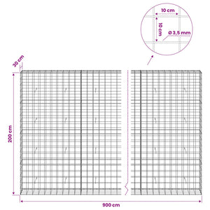 Γκαμπιόν με σύρμα 3,5 mm και πλέγμα 10x10 cm 900x30x200 εκ
