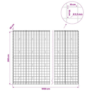 Γκαμπιόν με σύρμα 3,5 mm και πλέγμα 10x10 cm 1050x30x200 εκ - Pakobazaar