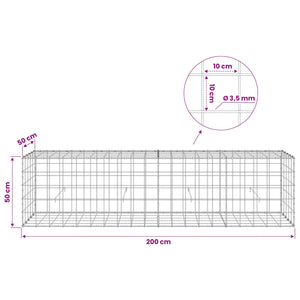 Γκαμπιόν με σύρμα 3,5 mm και πλέγμα 10x10 cm 200x50x50 εκ