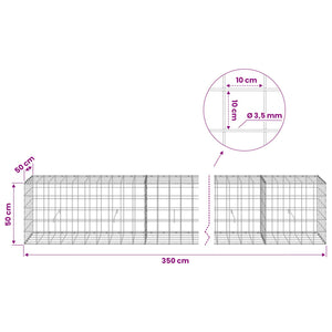 Γκαμπιόν με σύρμα 3,5 mm και πλέγμα 10x10 cm 350x50x50 εκ