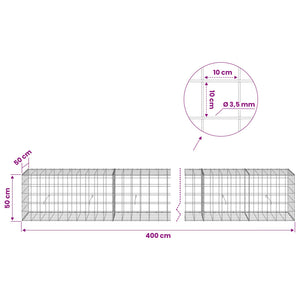 Γκαμπιόν με σύρμα 3,5 mm και πλέγμα 10x10 cm 400x50x50 εκ - Pakobazaar