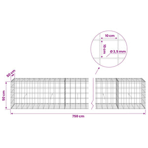 Γκαμπιόν με σύρμα 3,5 mm και πλέγμα 10x10 cm 750x50x50 εκ - Pakobazaar