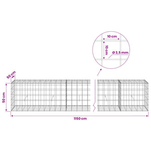 Γκαμπιόν με σύρμα 3,5 mm και πλέγμα 10x10 cm 1150x50x50 εκ - Pakobazaar