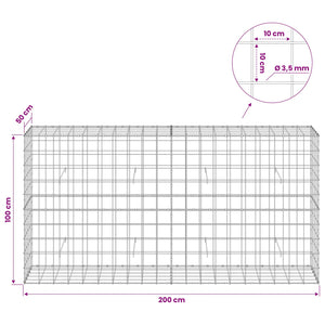 Γκαμπιόν με σύρμα 3,5 mm και πλέγμα 10x10 cm 200x50x100 εκ - Pakobazaar