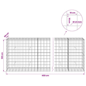 Γκαμπιόν με σύρμα 3,5 mm και πλέγμα 10x10 cm 450x50x100 εκ