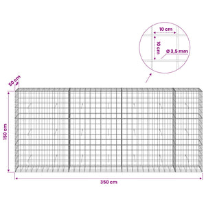 Γκαμπιόν με σύρμα 3,5 mm και πλέγμα 10x10 cm 350x50x150 εκ