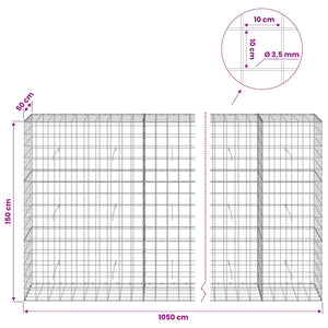Γκαμπιόν με σύρμα 3,5 mm και πλέγμα 10x10 cm 1050x50x150 εκ - Pakobazaar