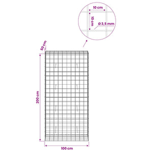 Γκαμπιόν με σύρμα 3,5 mm και πλέγμα 10x10 cm 100x50x200 cm - Pakobazaar