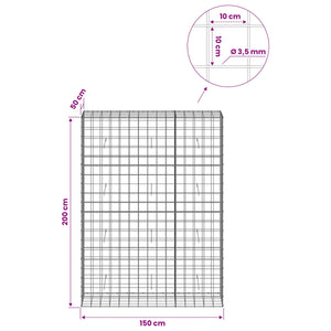 Γκαμπιόν με σύρμα 3,5 mm και πλέγμα 10x10 cm 150x50x200 εκ