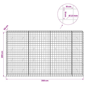 Γκαμπιόν με σύρμα 3,5 mm και πλέγμα 10x10 cm 350x50x200 εκ - Pakobazaar
