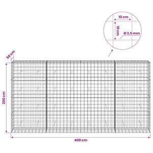 Γκαμπιόν με σύρμα 3,5 mm και πλέγμα 10x10 cm 400x50x200 εκ - Pakobazaar