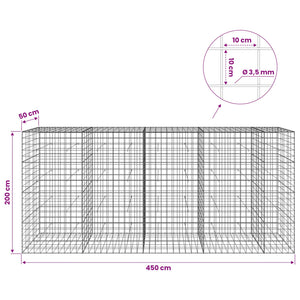 Γκαμπιόν με σύρμα 3,5 mm και πλέγμα 10x10 cm 450x50x200 εκ - Pakobazaar