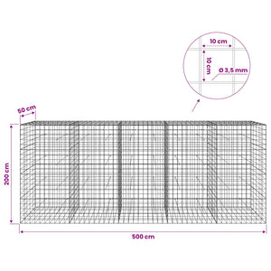 Γκαμπιόν με σύρμα 3,5 mm και πλέγμα 10x10 cm 500x50x200 εκ - Pakobazaar