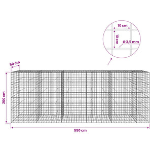 Γκαμπιόν με σύρμα 3,5 mm και πλέγμα 10x10 cm 550x50x200 εκ. - Pakobazaar